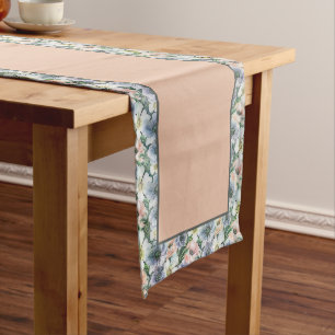 Soft watercolor pastel floral  medium table runner