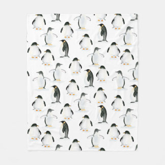 Soft Watercolor Penguin Fleece Throw Blanket