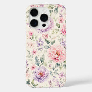 Soft Watercolor Peony Floral iPhone 16 Pro Case
