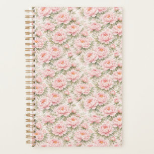 Soft Watercolor Peony Floral Seamless Pattern Planner