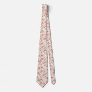 Soft Watercolor Peony Floral Seamless Pattern Tie