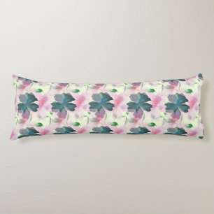 Soft Watercolor Pink Floral Pattern Body Cushion