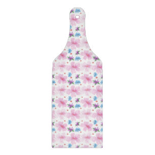 Soft Watercolor Pink Floral Pattern  Cutting Board