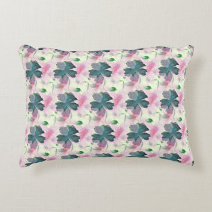 Soft Watercolor Pink Floral Pattern Decorative Cushion