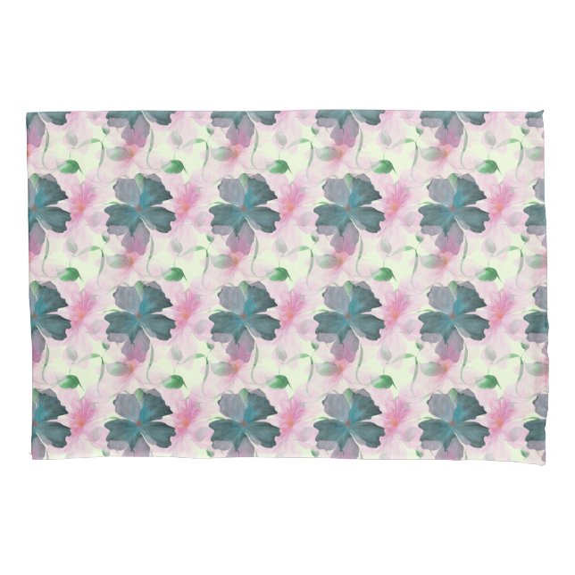 Soft Watercolor Pink Floral Pattern Pillowcase (Front)