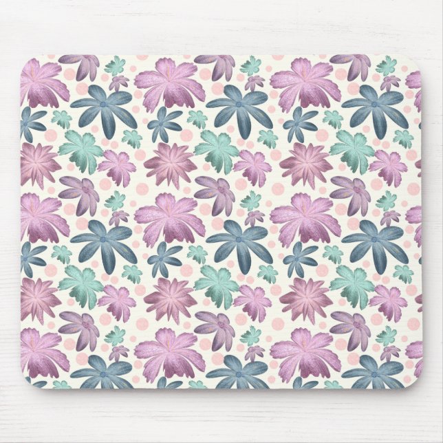 Soft Watercolor Pink Floral Pattern |  Wallpaper Mouse Pad (Front)