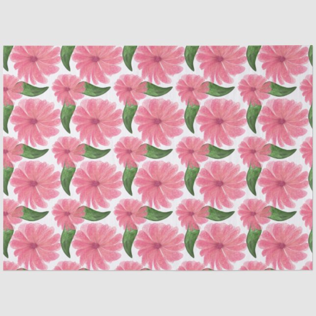 Soft Watercolor Pink Floral Pattern |  Wallpaper Tissue Paper (Front)