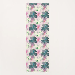 Soft Watercolor Pink Floral Pattern Yoga Mat