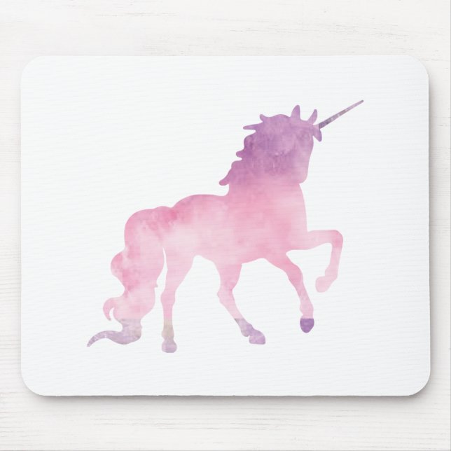 Soft watercolor pink unicorn mouse pad (Front)