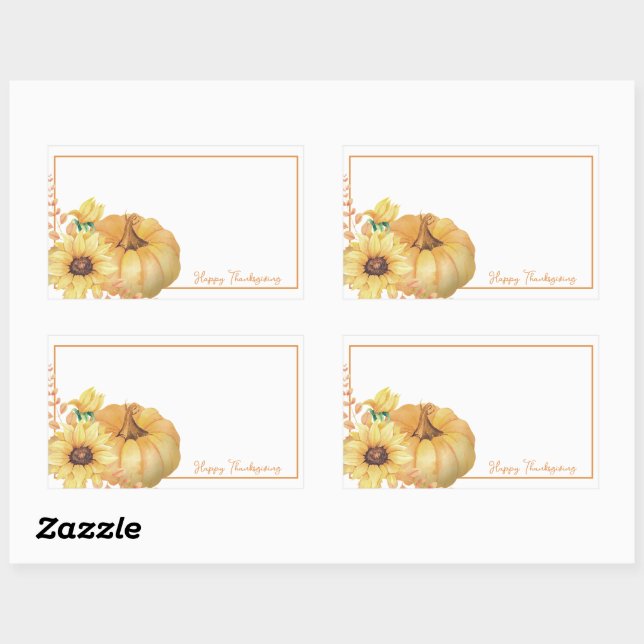 Soft watercolor pumpkins rectangular sticker (Sheet)