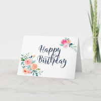 Soft Watercolor Rose Design Blank Birthday