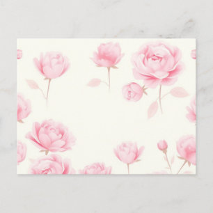 Soft Watercolor Roses and Peonies Postcard
