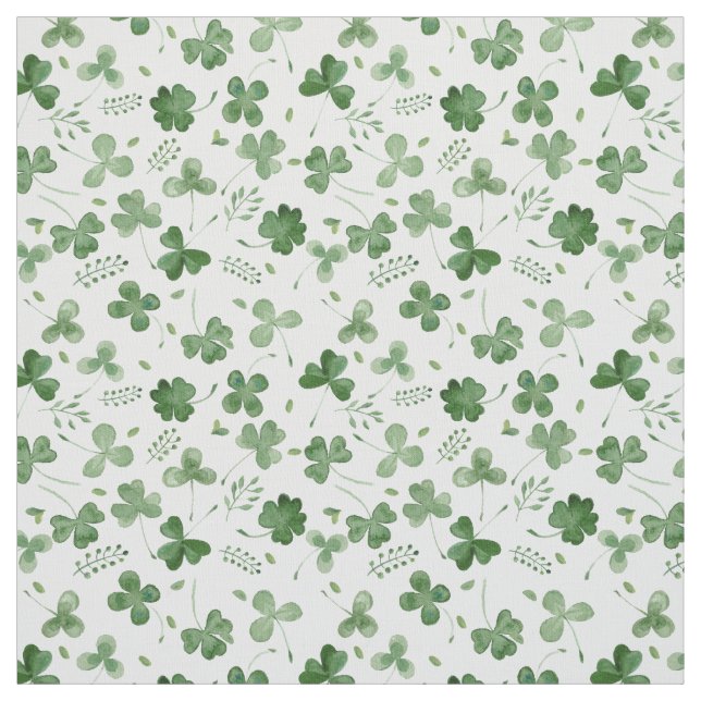 Soft Watercolor Shamrock Pattern Fabric (Swatch)