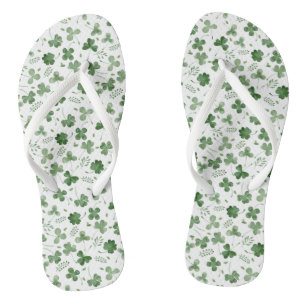 Soft Watercolor Shamrock Pattern Jandals