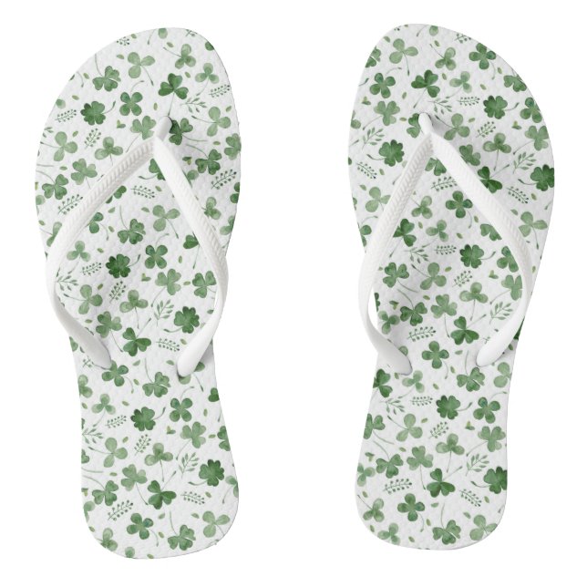 Soft Watercolor Shamrock Pattern Jandals (Footbed)