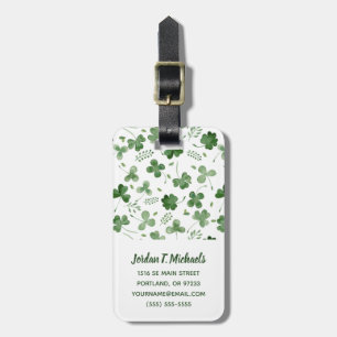 Soft Watercolor Shamrock Pattern Luggage Tag
