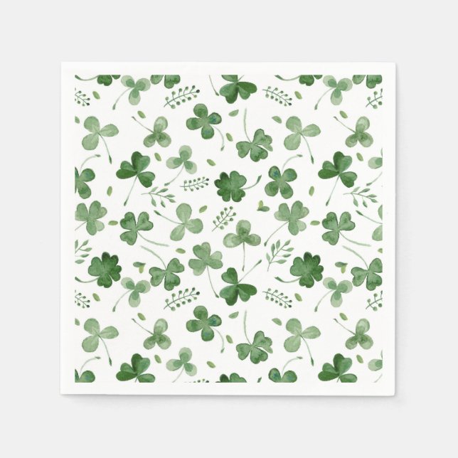 Soft Watercolor Shamrock Pattern Napkin (Front)