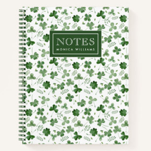Soft Watercolor Shamrock Pattern Notebook