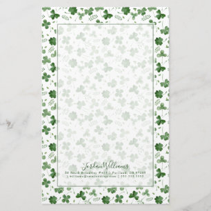 Soft Watercolor Shamrock Pattern Stationery