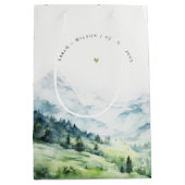 Soft Watercolor Snow Mountain Landscape Wedding Medium Gift Bag (Front)