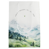 Soft Watercolor Snow Mountain Landscape Wedding Medium Gift Bag (Back)