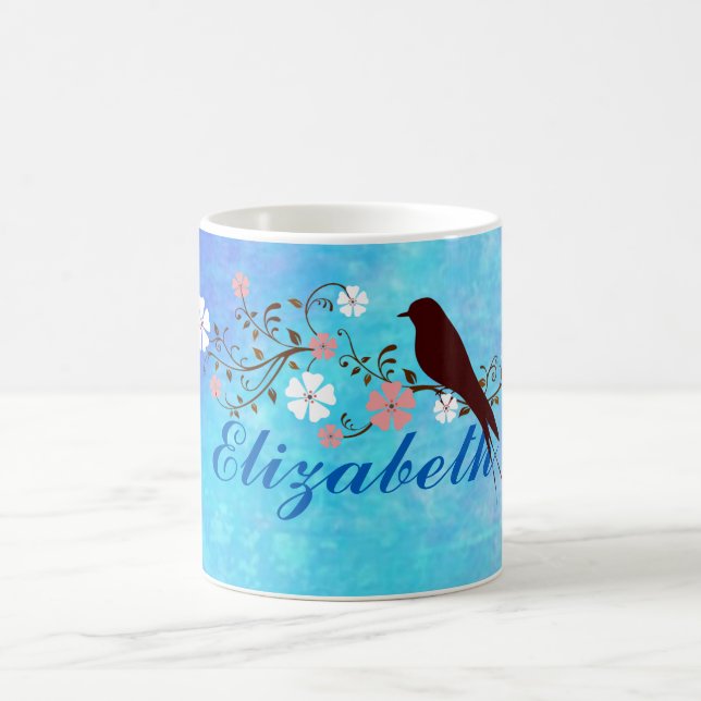 Soft Watercolors in Bright Blue Personalised Coffee Mug (Center)