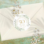 Soft Watercolour Greenery 50th Anniversary Classic Round Sticker<br><div class="desc">Featuring delicate soft watercolour country garden greenery,  this chic botanical 50th wedding anniversary design can be personalised with your special fiftieth-anniversary information in elegant gold text. Designed by Thisisnotme©</div>