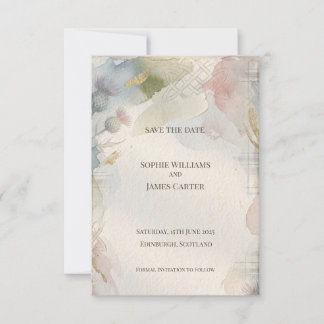 Soft Watercolour Scottish Thistle Save the Date |