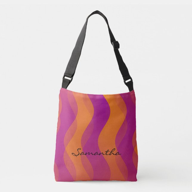 Soft Waves pattern - pink orange Crossbody Bag (Front)
