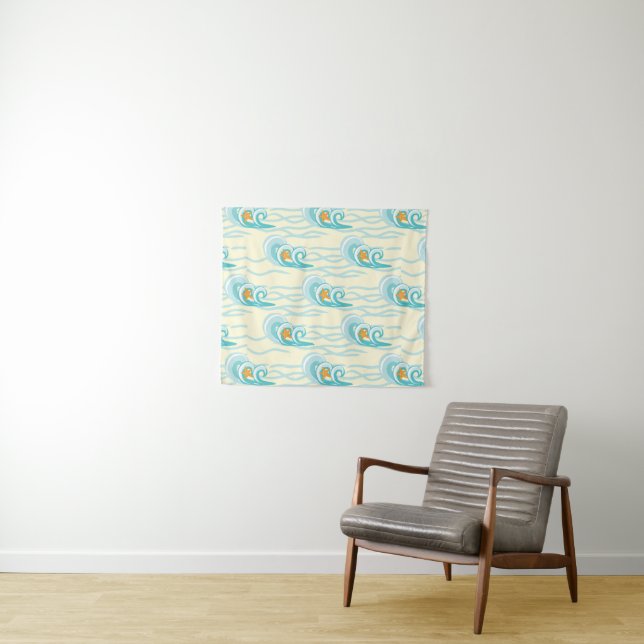 Soft Waves Pattern Tapestry (In Situ (Horizontal))