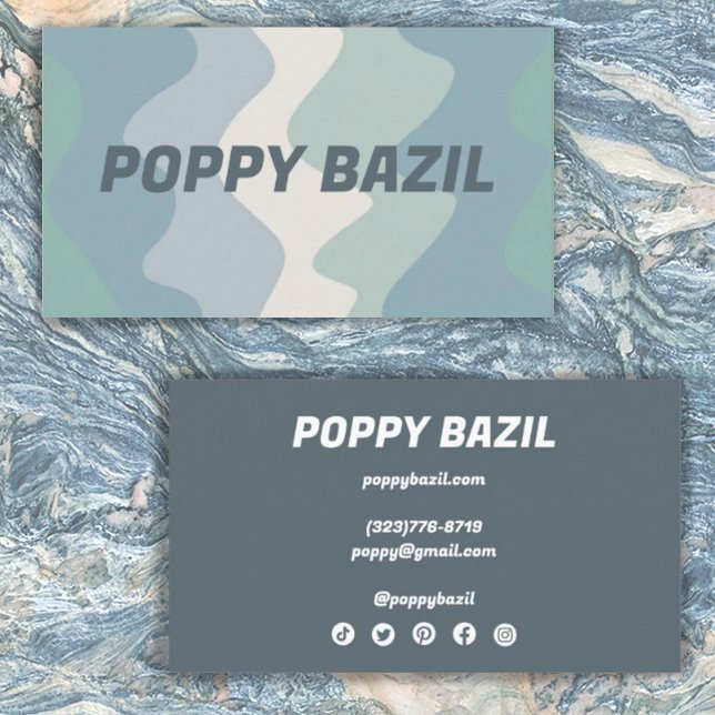 Soft Wavy Stripes Minimalist Bold Blue Green Business Card (Creator Uploaded)