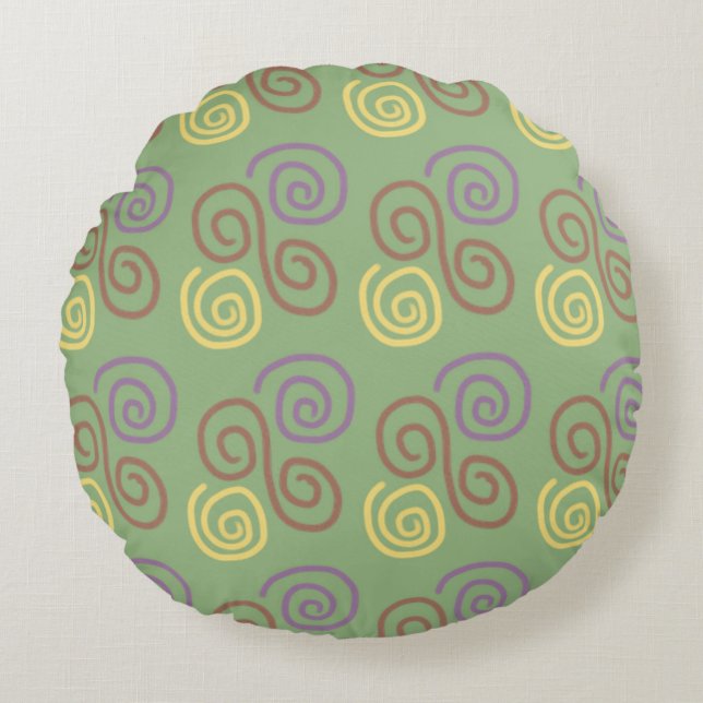 Soft Whirl Mosaic Round Cushion (Front)