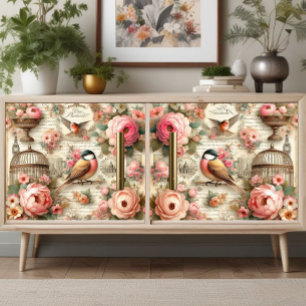 Soft Whispers of the Rose Finch Decoupage Print Tissue Paper