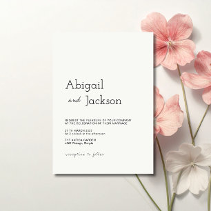 Soft White & Black Minimalist Clean Modern Wedding Invitation