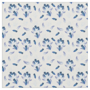 Soft White,Blue-Lilac Feathers Repeat Seamless Fabric