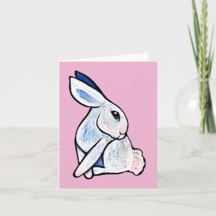 Soft White Bunny Rabbit Illustration               Thank You Card