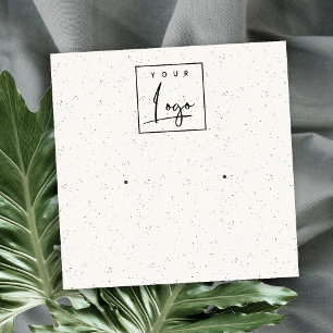 Soft White Ceramic Texture Stud Earring Display Square Business Card