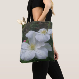Soft White Clematis Flower Pair Tote Bag