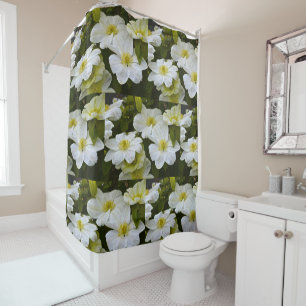 Soft White Clematis Shower Curtain