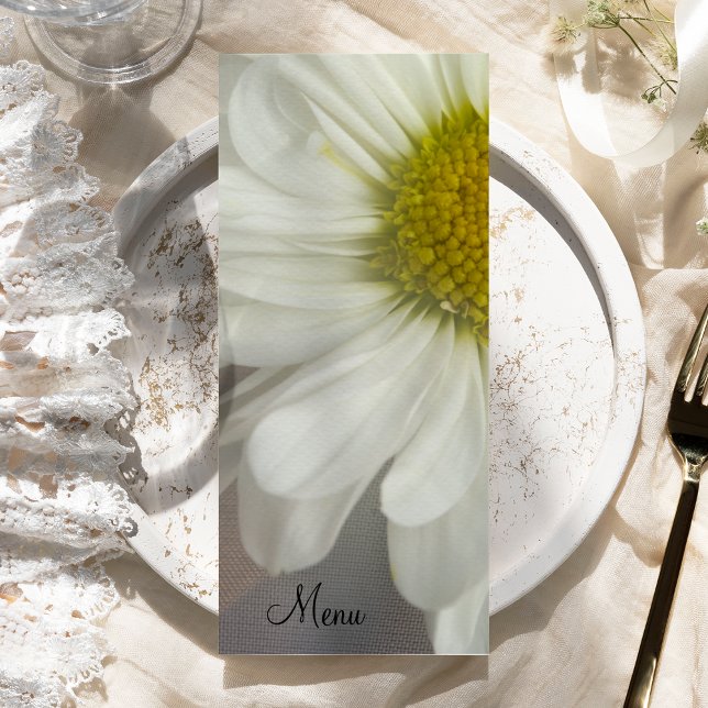 Soft White Daisy on Grey Wedding Menu (Creator Uploaded)