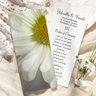 Soft White Daisy on Grey Wedding Programs Programme