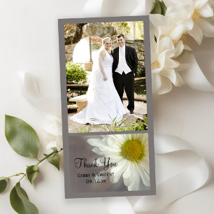 Soft White Daisy on Grey Wedding Thank You