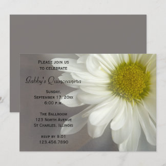 Soft White Daisy Quinceanera Invitation