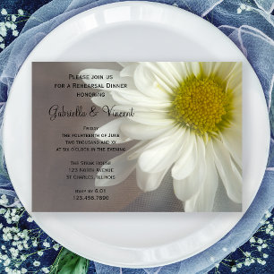 Soft White Daisy Wedding Rehearsal Dinner Invitation