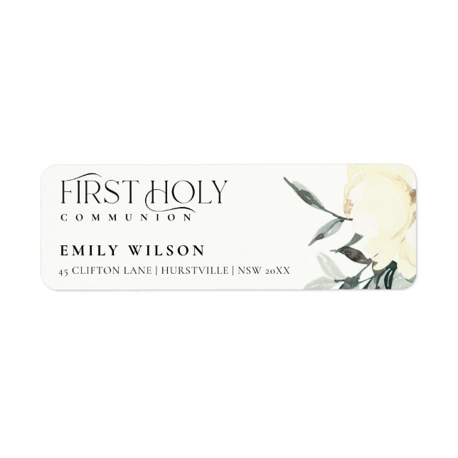 SOFT WHITE FLORAL FIRST HOLY COMMUNION ADDRESS (Front)