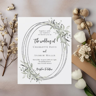 Soft white greenery wedding invitation