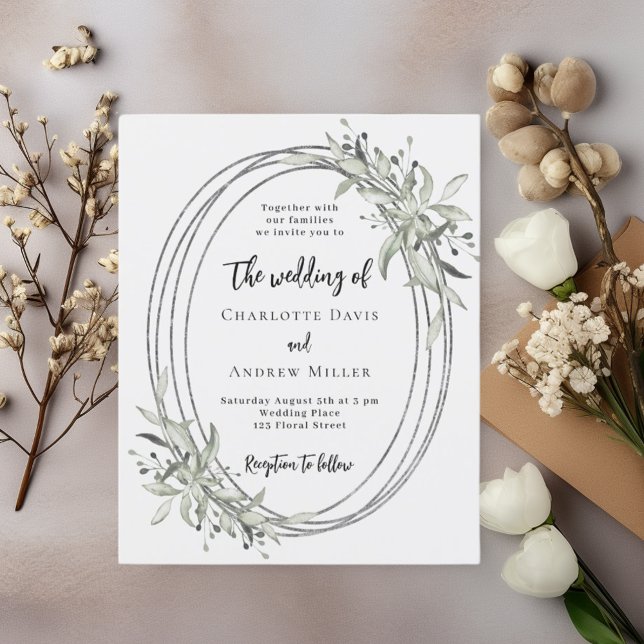 Soft white greenery wedding invitation (Creator Uploaded)