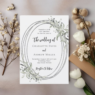 Soft white greenery wedding invitation