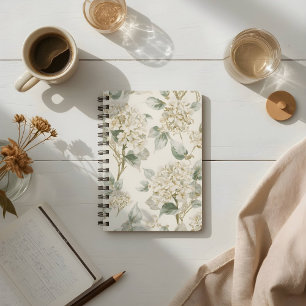 Soft White Hydrangea Floral Pattern Notebook
