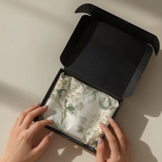 Soft White Hydrangea Floral Pattern Tissue Paper